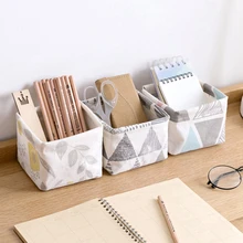 Складная корзина для хранения мелочей милый Контейнер для косметики с принтом Многофункциональная Корзина для хранения из хлопка и льна Настольный Органайзер