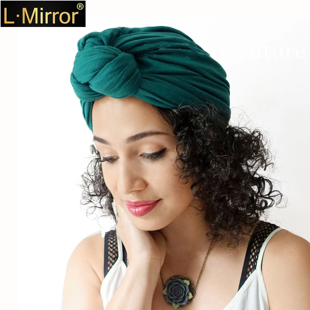 

L.Mirror 1Pcs Women Head Wrap Band Stretchy Pleated Indian Cap