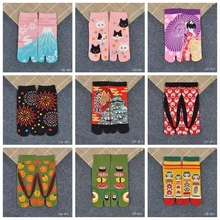 1 пара, женские, мужские, японские, ниндзя, разноцветные, с разрезом, сандалии, средние, короткие, гэта, кимоно, Вьетнамки, носки, смесь хлопка, ZXY9856