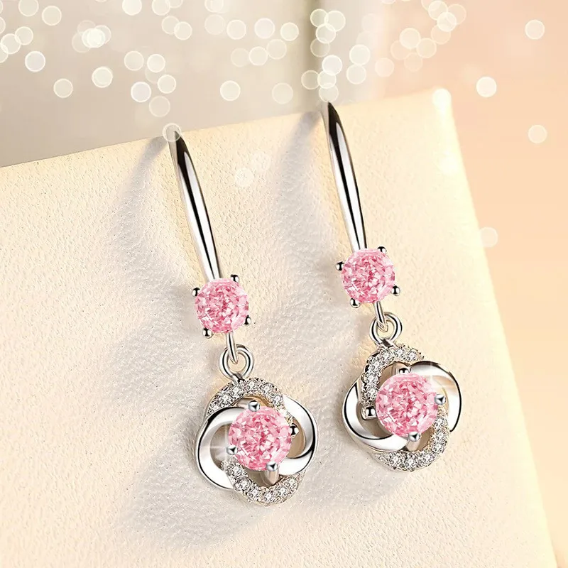 Женские Модные Простые висячие серьги милые Lucky Clover с кристаллами из циркония