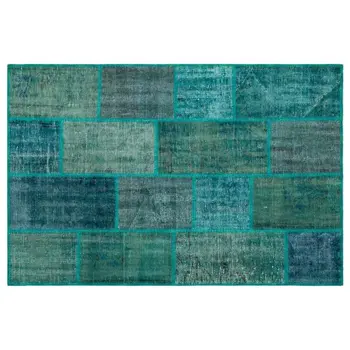 

Handmade Turquoise Vintage Overdyed Patchwork Area Rug 120x180 Cm-3'11''X5'11''