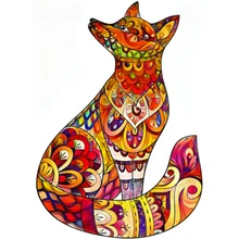 

Puzzle Kawaii Fox Animal Wooden Pieces Gift Puzzles for Boy Girl Home Decoration Best Friend Kids Floor Game Museum Artwork