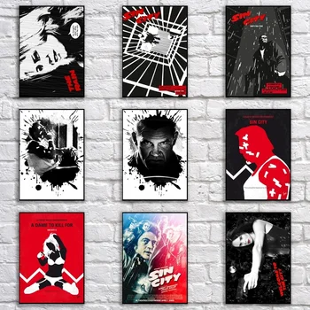 

Vintage Sin City Poster Retro Whitepaper Movie Poster Art Painting Funny Fancy Wall Sticker for Coffee House Bar