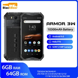 Ulefone armor 3W водонепроницаемый прочный мобильный телефон 2,4G/5G WiFi Android 9,0 Helio P70 6G + 64G NFC глобальная версия 4G-LTE смартфон