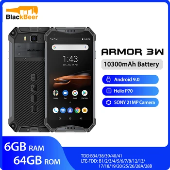 Перейти на Алиэкспресс и купить Смартфон Ulefone armor 3W, водонепроницаемый, прочный, 2,4 ГГц/5G, Wi-Fi, Android 9,0, Helio P70, 6 ГБ + 64 ГБ, NFC, глобальная версия, 4G-LTE