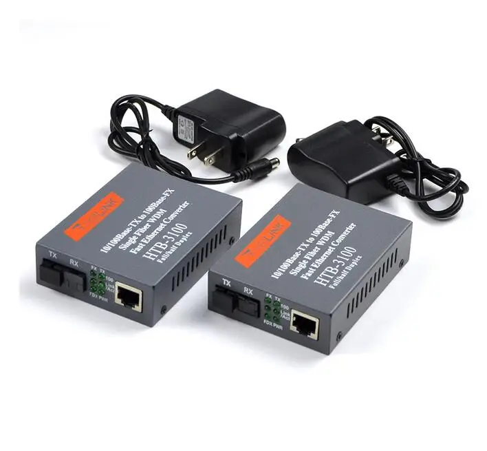 

2 pair HTB-3100AB-40KM 10/100M Fiber Optic Media Converter Fiber Transceiver and Receiver Singlemode Fiber SC Port