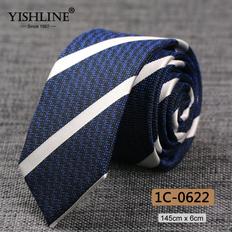 YISHLINE тонкий галстук 6 см для мужчин узкий галстук Цветочный Пейсли галстуки в полоску синий красный серый стрела свадебные галстуки аксессуары - Цвет: 1C-0622
