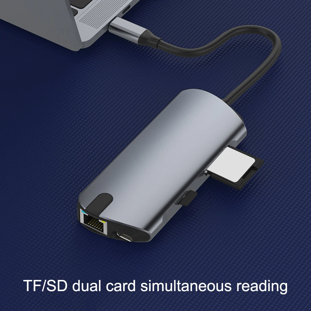 USBC к Rj45 HDMI USB 3,0 type C зарядный порт 8 в 1 концентратор Gigabit Ethernet Lan 4K для Mac book Pro Thunderbolt 3 USB-C зарядное устройство