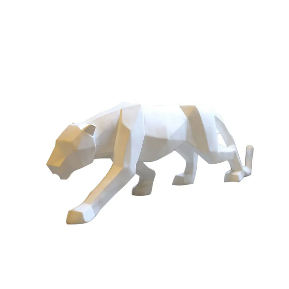 

Geometric Ornament Art Simulation Animal Portable Decoration Resin Craft Gift Office Standing Leopard Statue Home Nordic Style