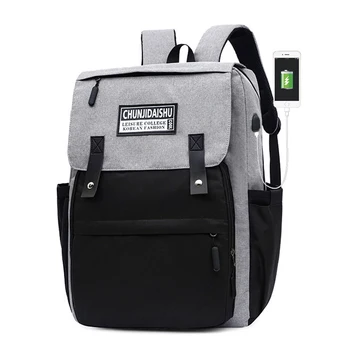 

Large Men Backpack School Bags for Boys Teen 15.6 17 Inch Laptop Back Pack USB Oxford Solid High Student College Bagpack Black