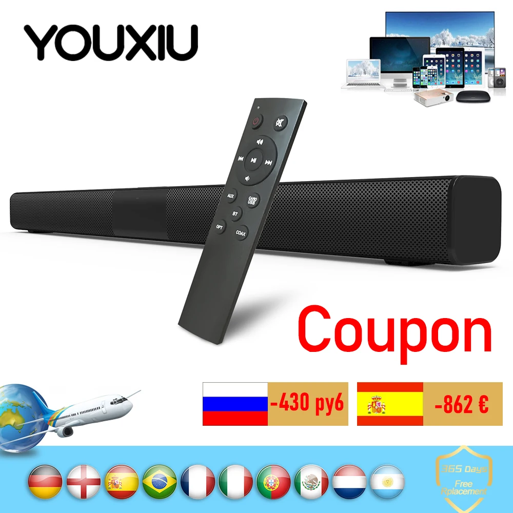 50W TV Soundbar Wireless Bluetooth 5.0 Speaker Home Theater Stereo Wired Sound Bar Built-in Column Subwoofer with - Цена: 3 944,31 - 4 647,33 руб.