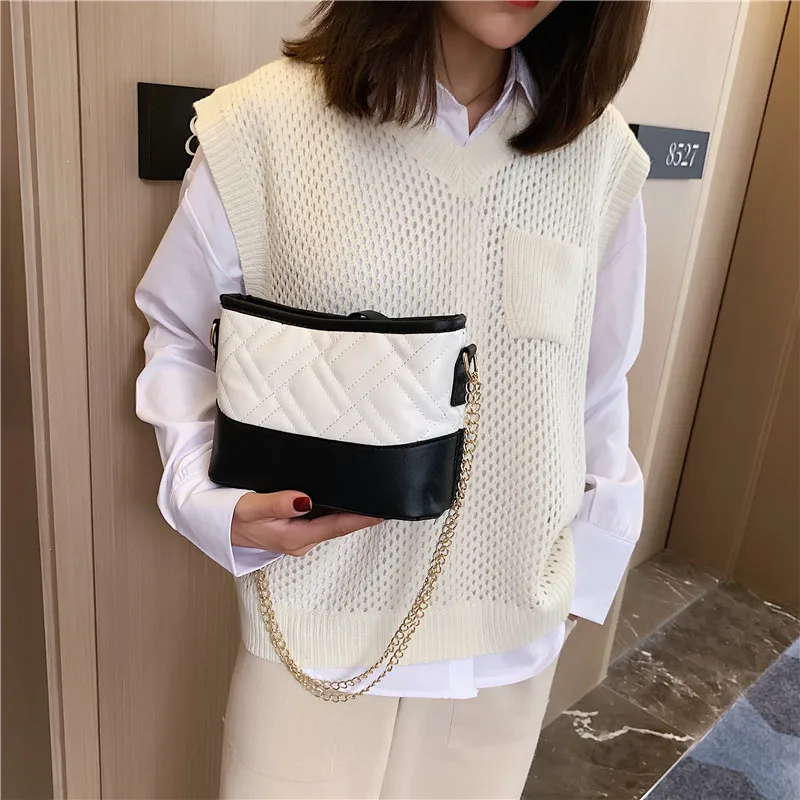 

INS Super Fire Bag 2020 New Style Rhombus Spiraea Bucket Bag WOMEN'S Bag Chain Crossbody Bag