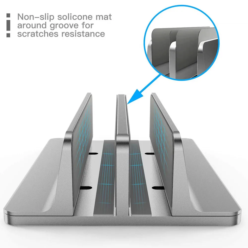 Vertical Laptop Tablet Stand for Macbook Air Pro 13 15 Desktop Aluminum Double Desktop Stand with A