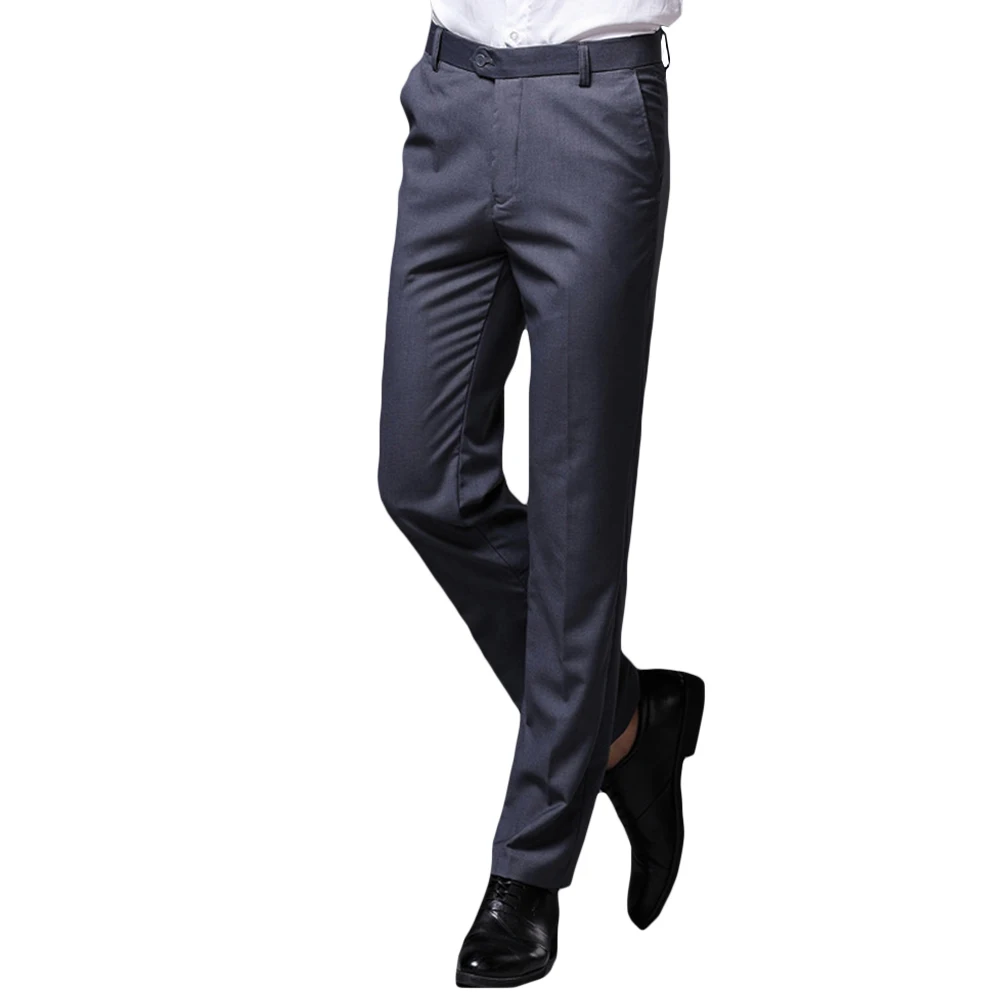 ZUSIGEL классический приталенный черный костюм брюки Смарт повседневные офисные брюки мужские прямые длинные мужские s брюки - Цвет: Grey