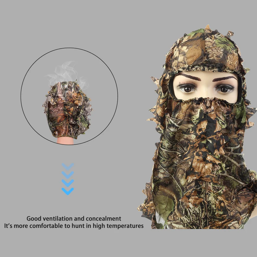 New Ghillie Suit Ghillie Camouflage Leafy Hat 3D Full Face Mask Headwear  Turkey Camo Hunter Hunting Accessories - AliExpress