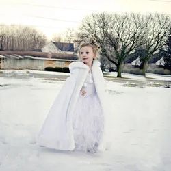 Children's hooded wedding cloak, artificial fur inlay, children's winter cloak