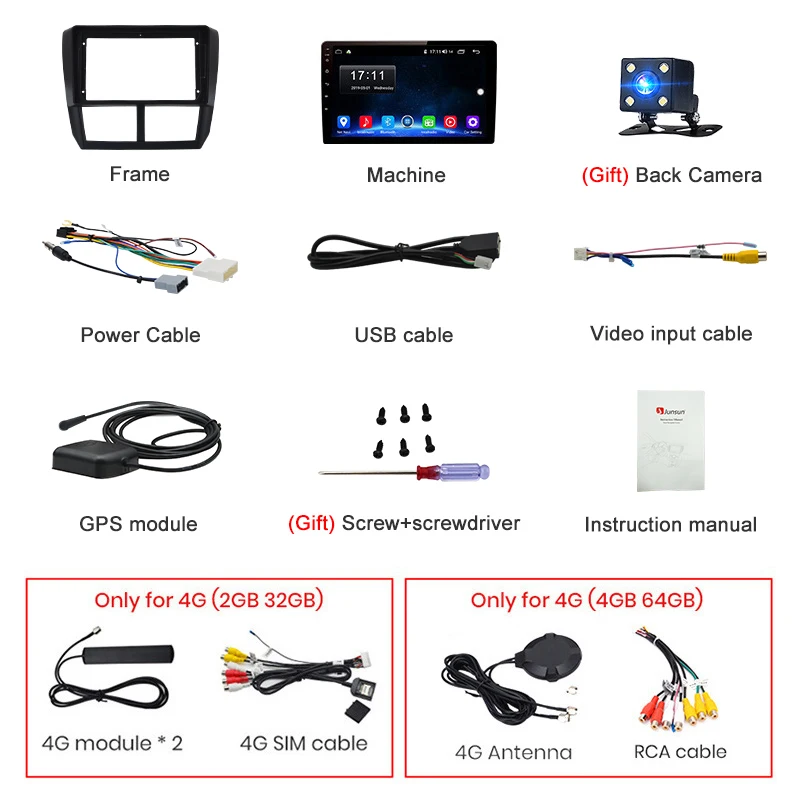 Junsun 2G+ 32G Android 8,1 для Subaru Forester 2008-2012 Авто 2 din Радио стерео плеер Bluetooth gps навигация нет 2din dvd