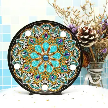

HeeBenor Store New Arrival Mandala Pattern Diamond Lamp Shinny Round Special Shaped Night-light Diamond Mosaic ZXD060