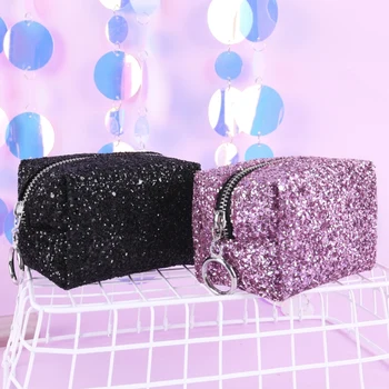 

Fashion Exquisite PU Sequins Small Square Bag Multi-function Cosmetic Bag Tissue Cosmetics Bag Easy To Carry Travel D6
