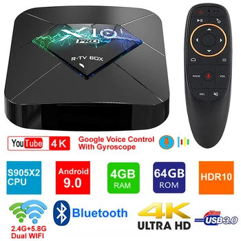 

X10 PRO Android 9.0 Smart TV BOX Amlogic S905X2 Quad Core 4GB RAM 64GB ROM 2.4G/5G Dual WIFI BT4.0 USB3.0 3D 4K HDR Set Top Box