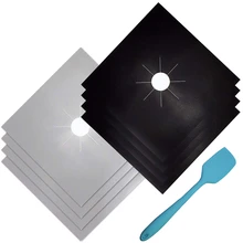 Качественные крышки горелки для газовой плиты, защитные фильтры для газовой плиты черного и серебристого цвета 0,2 мм Двойная толщина, вкладыши горелки для газовой плиты, Reusab