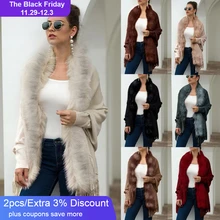 Модное флисовое пальто для женщин, Зимний вязаный кашемировый толстый кардиган, пончо, накидки, шаль, кардиганы, свитер, пальто