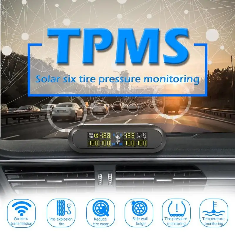Солнечная зарядка TPMS RV грузовых шин давление мониторинга температуры сигнализации системы с 6 колеса внешние датчики
