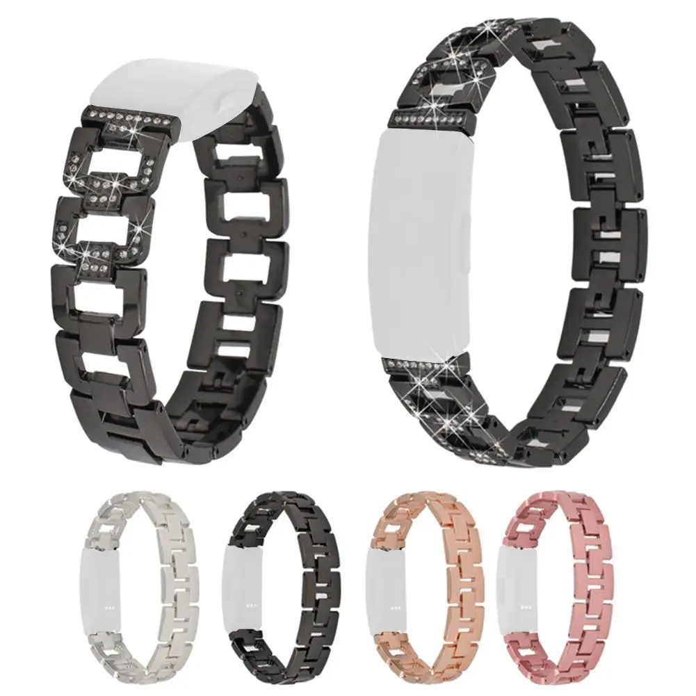Металлический ремешок из нержавеющей стали для Fitbit Inspire браслета d-зубец горный хрусталь огнеупорные часы цепочка ремешок смарт-Аксессуары