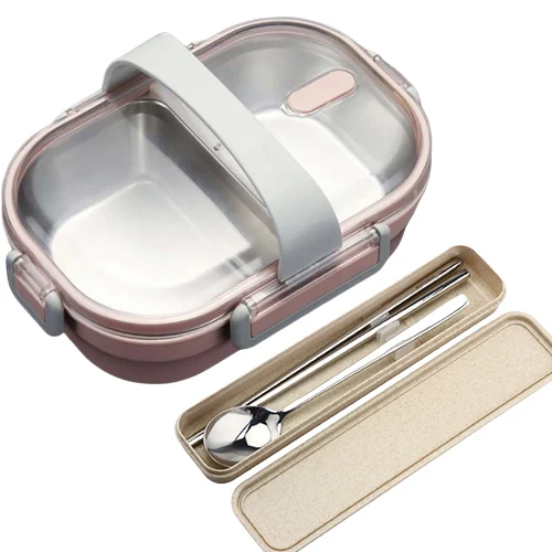 1 Шт. Портативный Lunch Box Для Детей Школа 304 Из Нержавеющей Стали Bento Box Кухня Герметичная Пищевая Контейнер Пищевой Ящик С Ручкой Веревки Посуда - Цвет: C