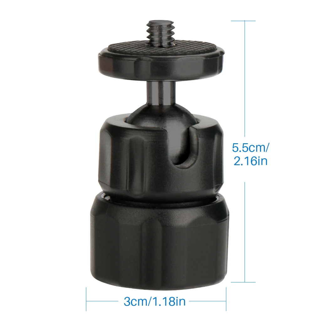 360 Degree Adjustable Mini Hot Shoe Adapter 1/4'' Screw Tripod Ball Head Mount Stand for Canon Nikon Sony SLR Camera Tripod Head