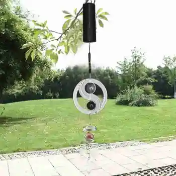 

1pc Cool Stainless Steel Mirror Crystal Ball Metal Rotating Wind Chimes Garden Living Home Decorations Garden Wind Turn
