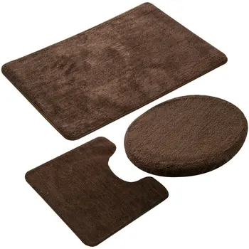 

Simple Design 3PCS/SET Modern Design Solid Bathroom Rug Set Bath Mat Contour Toilet Lid Cover for Home Bathroom