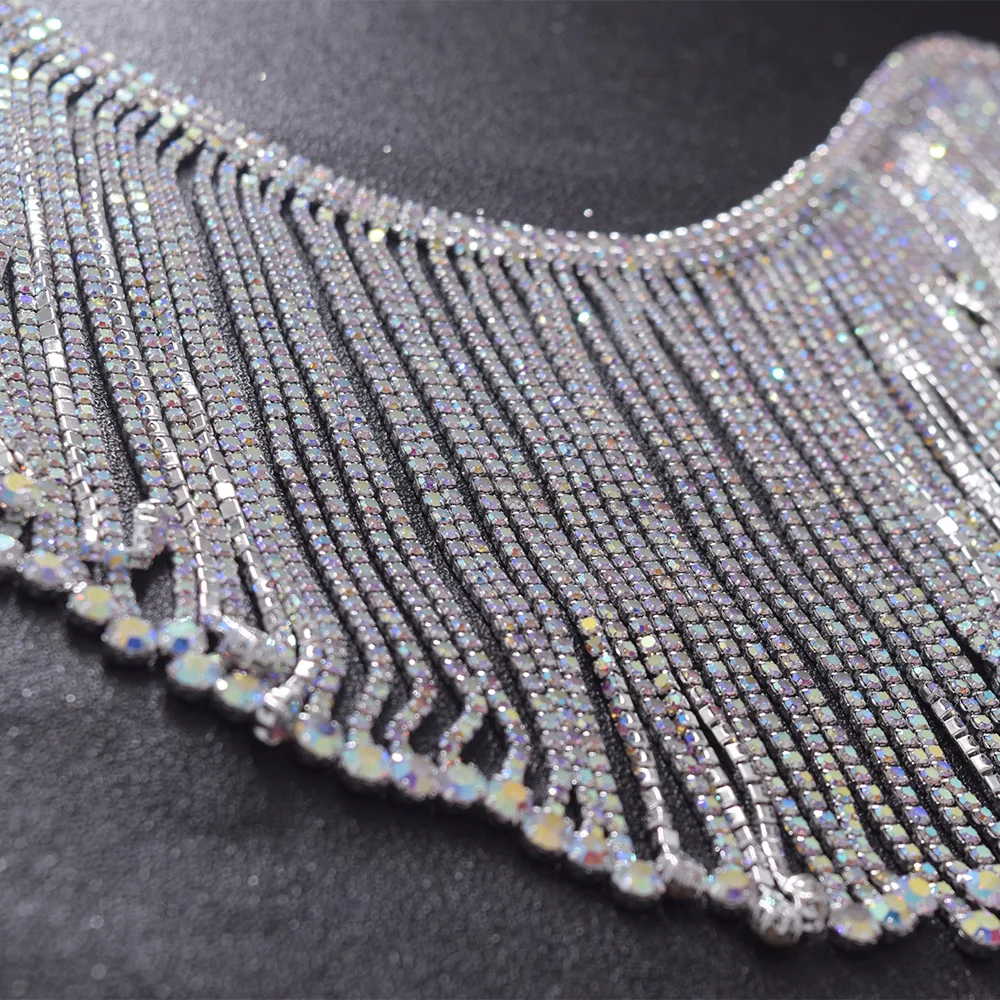 Crystal AB tassel rhinestone fringe trimming  (9)