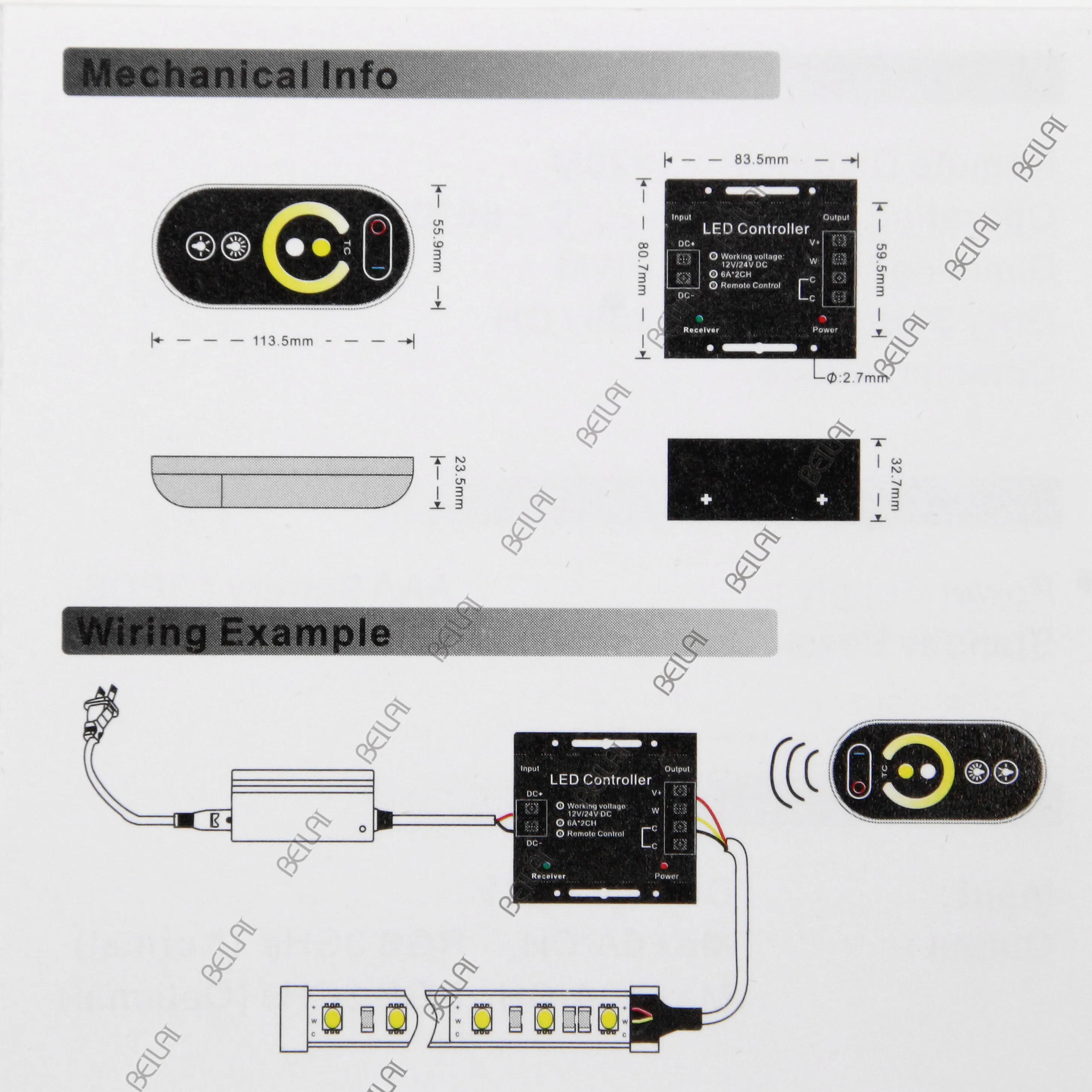 remoto preto de 12 a 24v 6a