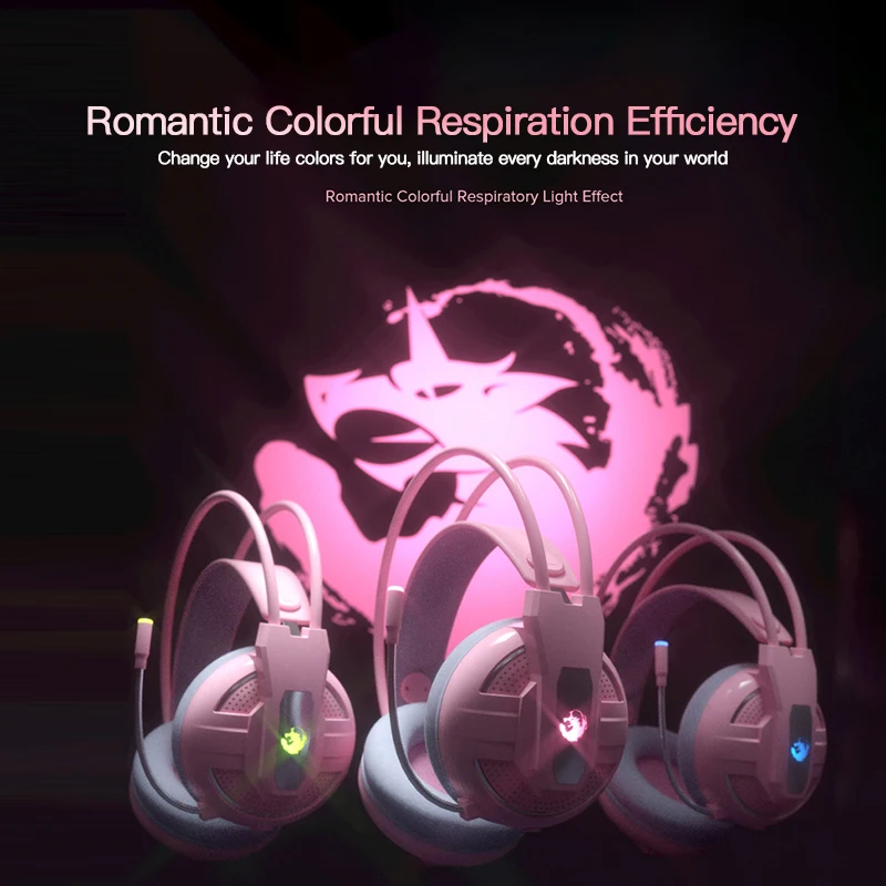 Pink Girl Heart Cute Gaming Headphone lovely Wired Headset Headphones With Mic Microphone For Computer PC Laptop Tablet 3 5mm
