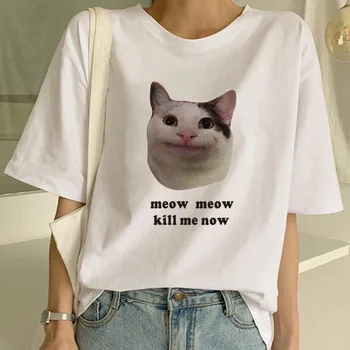 

Harajuku Cat T Shirt Women Casual Funny Cartoon Print Tshirt Harajuku Kawaii Fashion T-shirt Summer Short Sleeve Top Tees Female