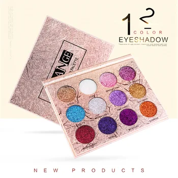 

12 Colors Glittery Powder Eyeshadow Palette Shimmer Pigment Shiny Glitter Stage Makeup Tools Shining Eye Shadow Make up Palette