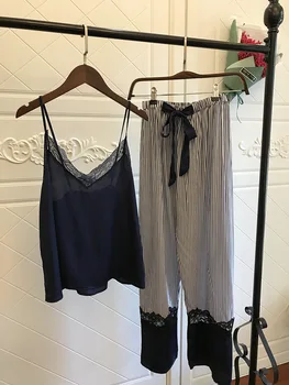 

New Sleep Lounge Pajama Set Sexy Satin Silk Sleepwear Women Summer Pyjama Femme Fashion Print Soft Babydoll Pajamas for Women