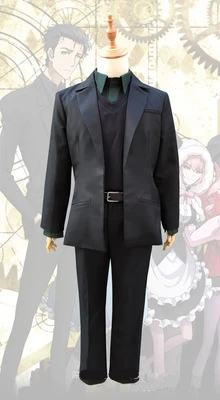 Hight Quality Anime SteinsGate Okabe Rintarou Man Cosplay Costume Shirt + Vest Coat Pants Belt | Тематическая одежда и