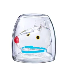 200 мл двойная стеклянная собака с большим ухом кофейная стеклянная чашка высокотемпературный Кролик для сока молока стеклянная чашка для питья мультфильм кружка для влюбленных
