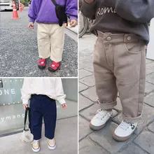 Новые стильные осенние штаны с рисунком лошади для маленьких детей повседневные штаны прямого кроя из парусины для девочек 1026