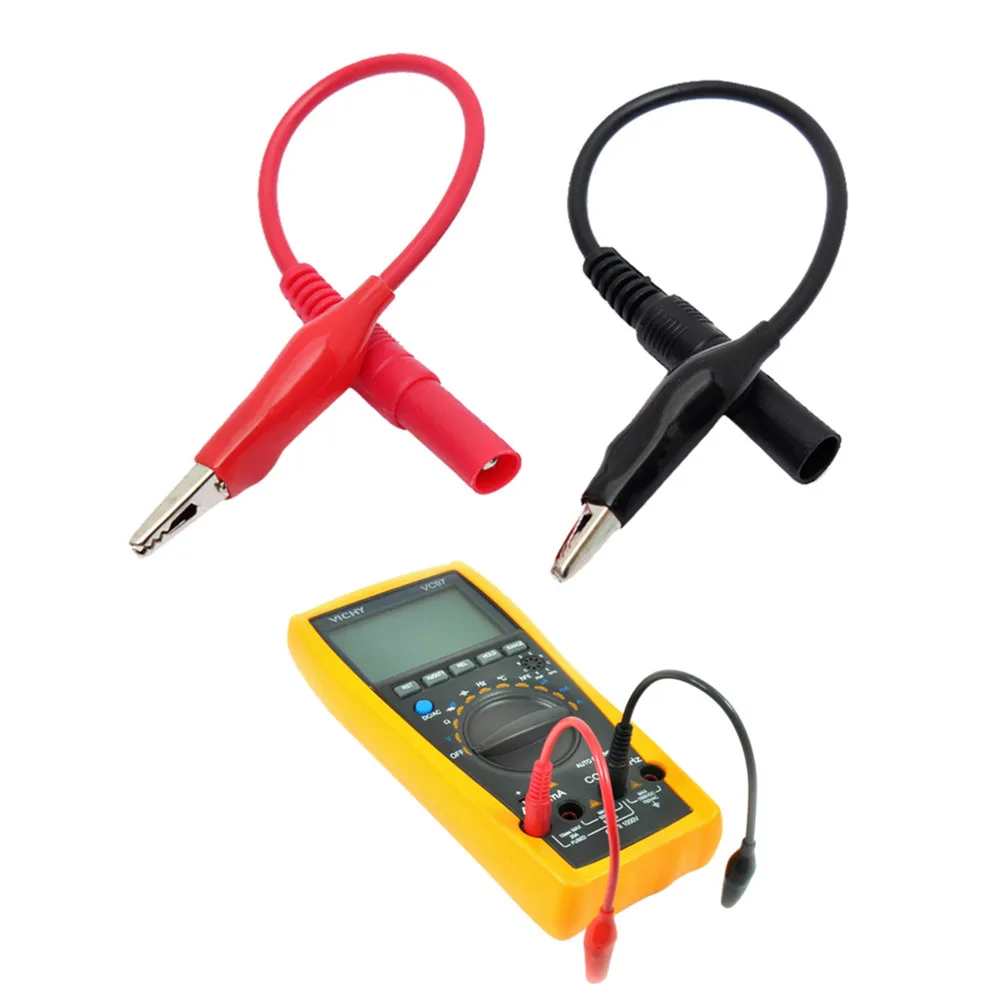 2PCS DIY Alligator Cilp to Plug Test Cable Lead Connector Dual Tester Probe 20mm Crocodile Clip for Multimeter Measure Tool