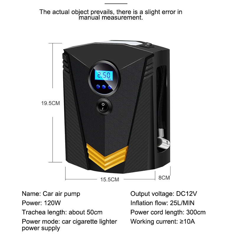 AOZBZ 120W Car Portable Air Compressor Pump Digital Tire Inflator 150 PSI Auto Air Pump for Car Motorcycle LED Light Tire Pump