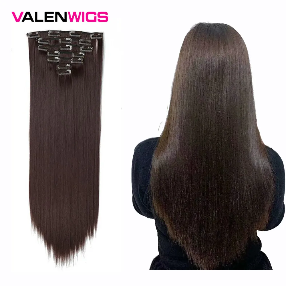 Прямые синтетические волосы для наращивания 22 дюйма 130 г|clip in hair|clip hair extensionsclip ins |