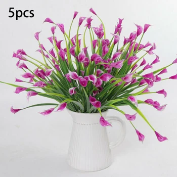 

5PCS Artificial Calla Lily Fake Flowers False Plastic Outdoor Plants Garden Home Decor Natural
