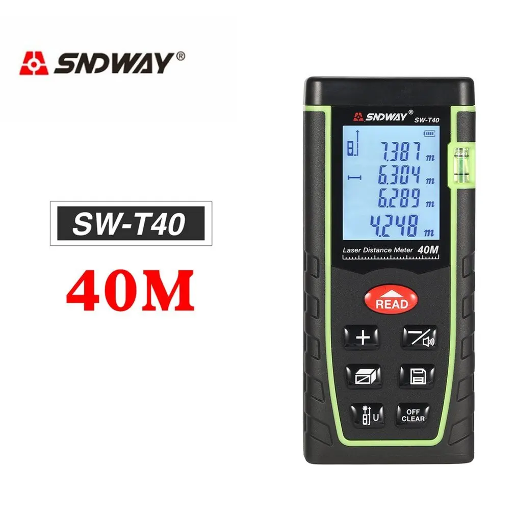 SNDWAY SW-T40 Laser Range Finder 40M Handheld Laser Distance Meter Trena Laser Rangefinder Tape Measure Distance Tool