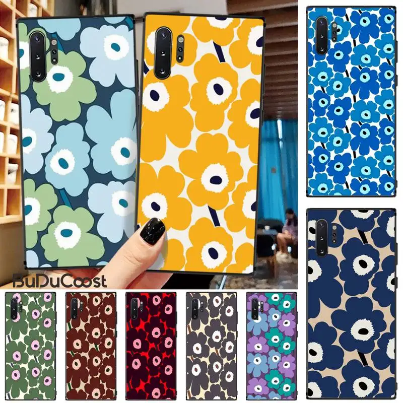 

Slok Marimekko Blue Flower Painted Phone Case For Samsung Galaxy Note 10 Pro 9 8 S10 S9 S8 Plus