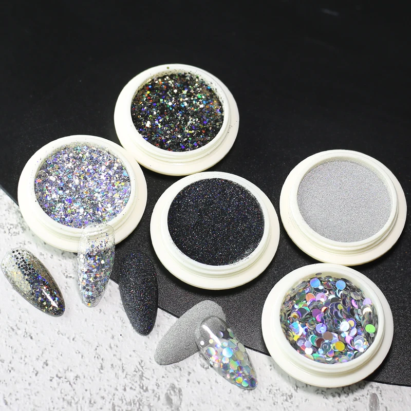 Reflective Super-Shiny Nail Glitter Powder Rainbow Glitter Sparkly Nail Art Chrome Pigment Silver DIY Art Decoration 1Box