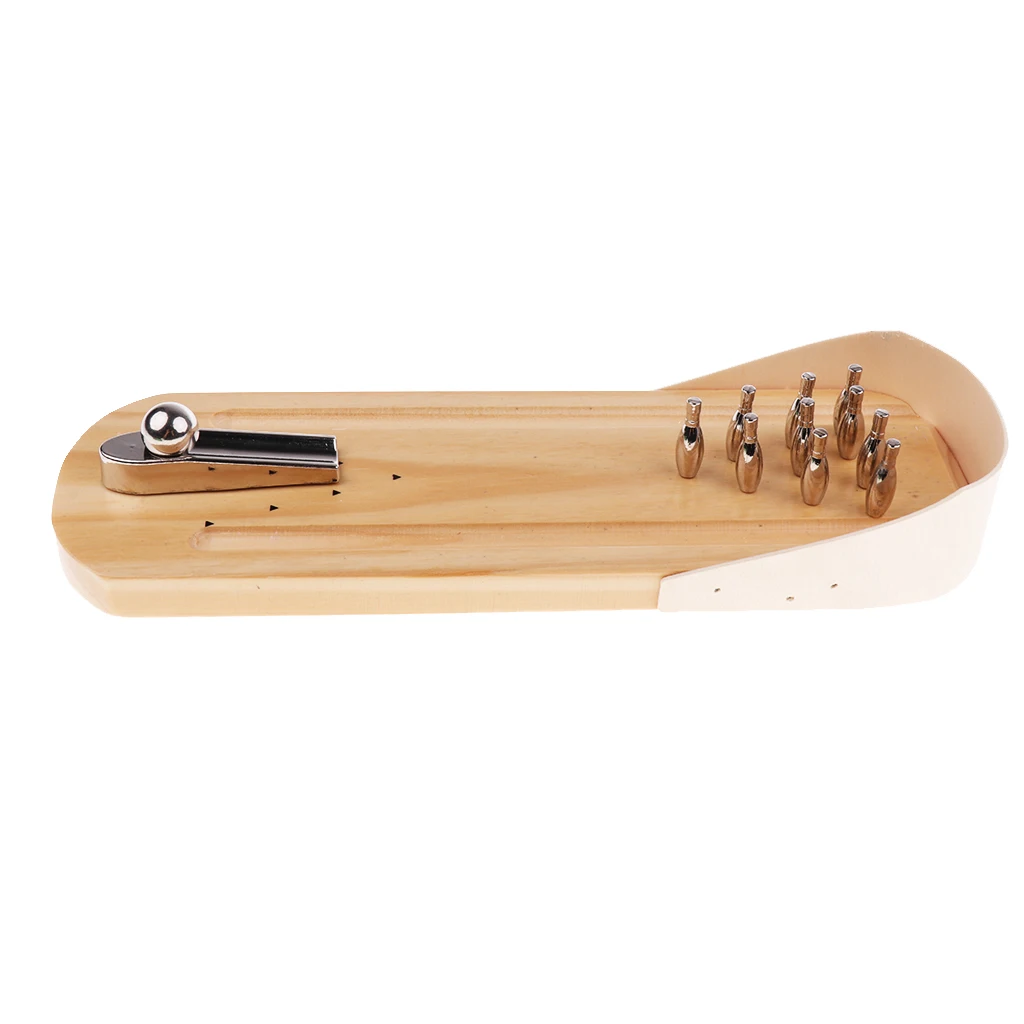 Wooden Mini Bowling Game Set With Lane-Mini Tabletop Bowling Toy