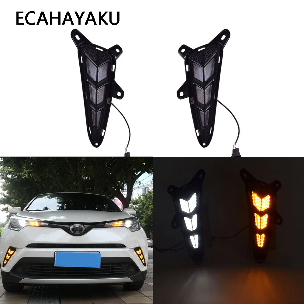 ECAHAYAKU светодиодный дневные ходовые огни для Toyota C-HR ЧР 2017 2018 2019 2020 светильник